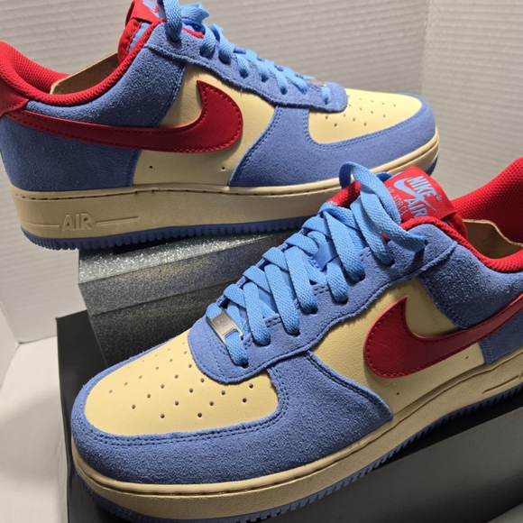 Nike Air Force 1 Premium Low Blue and Red Beige Sneaker Streetwear BrandNew 10.5 - Picture 15 of 16